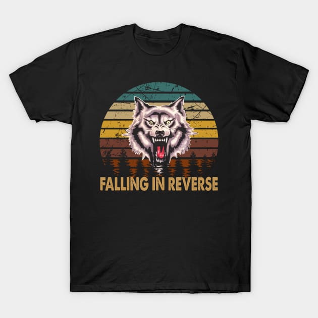 wolf face falling in reverse tour text white black shirt gift fans logo text T-Shirt by LolitaGad